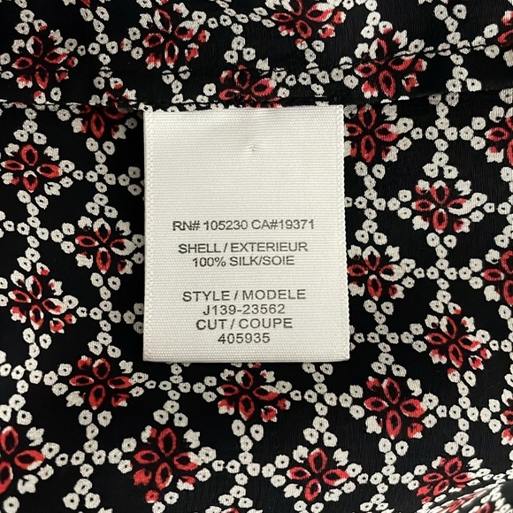 Joie Silk Blouse Top V-Neckline 3/4 Length Sleeves Floral Geometric Print Medium - Picture 8 of 10